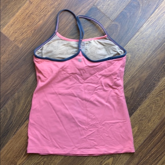 Lululemon Coral/grey Power Y workout top - Picture 2 of 4